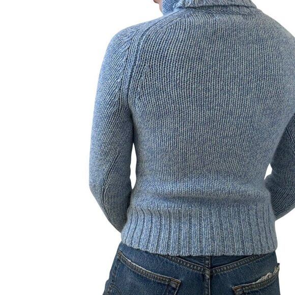 Vintage Y2K Express Blue Angora Ribbed Fluffy Fuzzy Soft Turtleneck Sweater Sz M - Picture 6 of 8